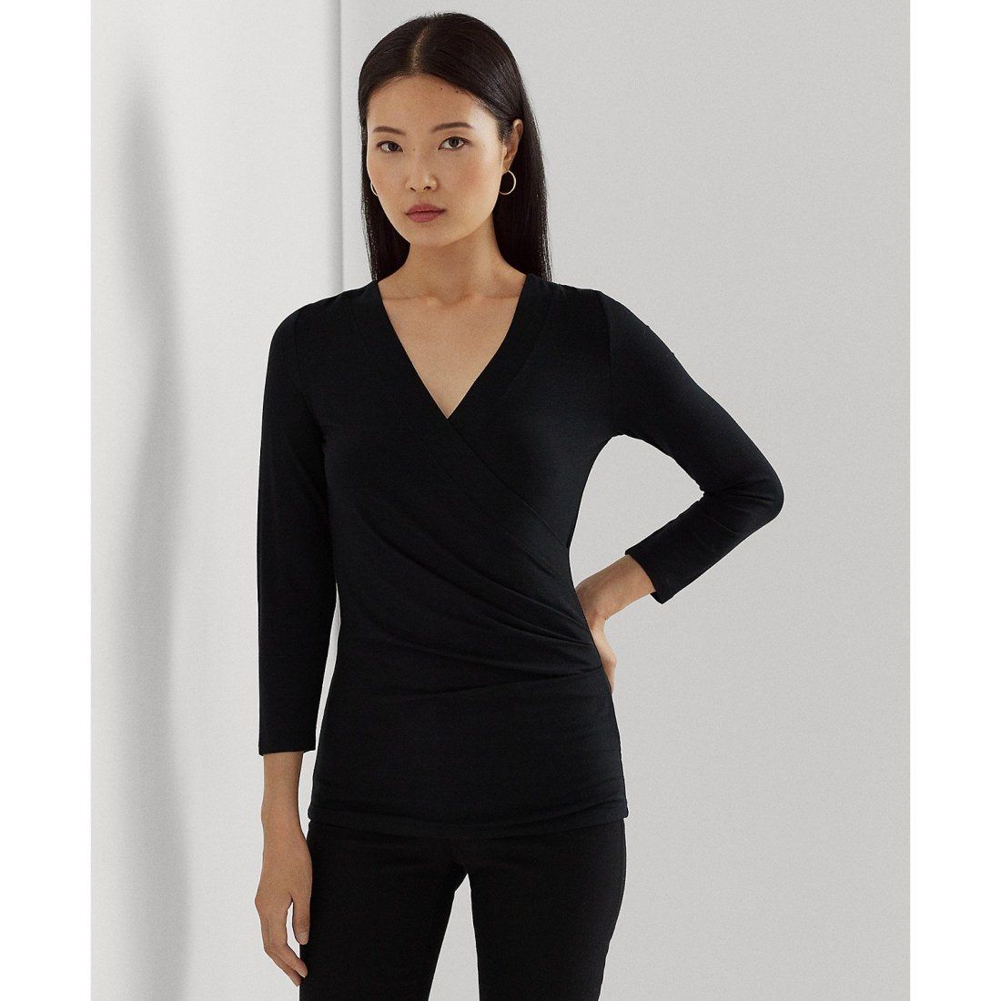 Lauren ralph lauren - 'Ruched Surplice Jersey Top' pour Femmes