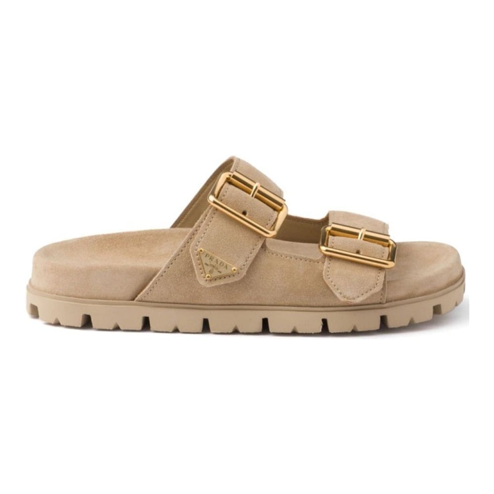 Prada - Sandales plates 'Triangle-Logo' pour Femmes