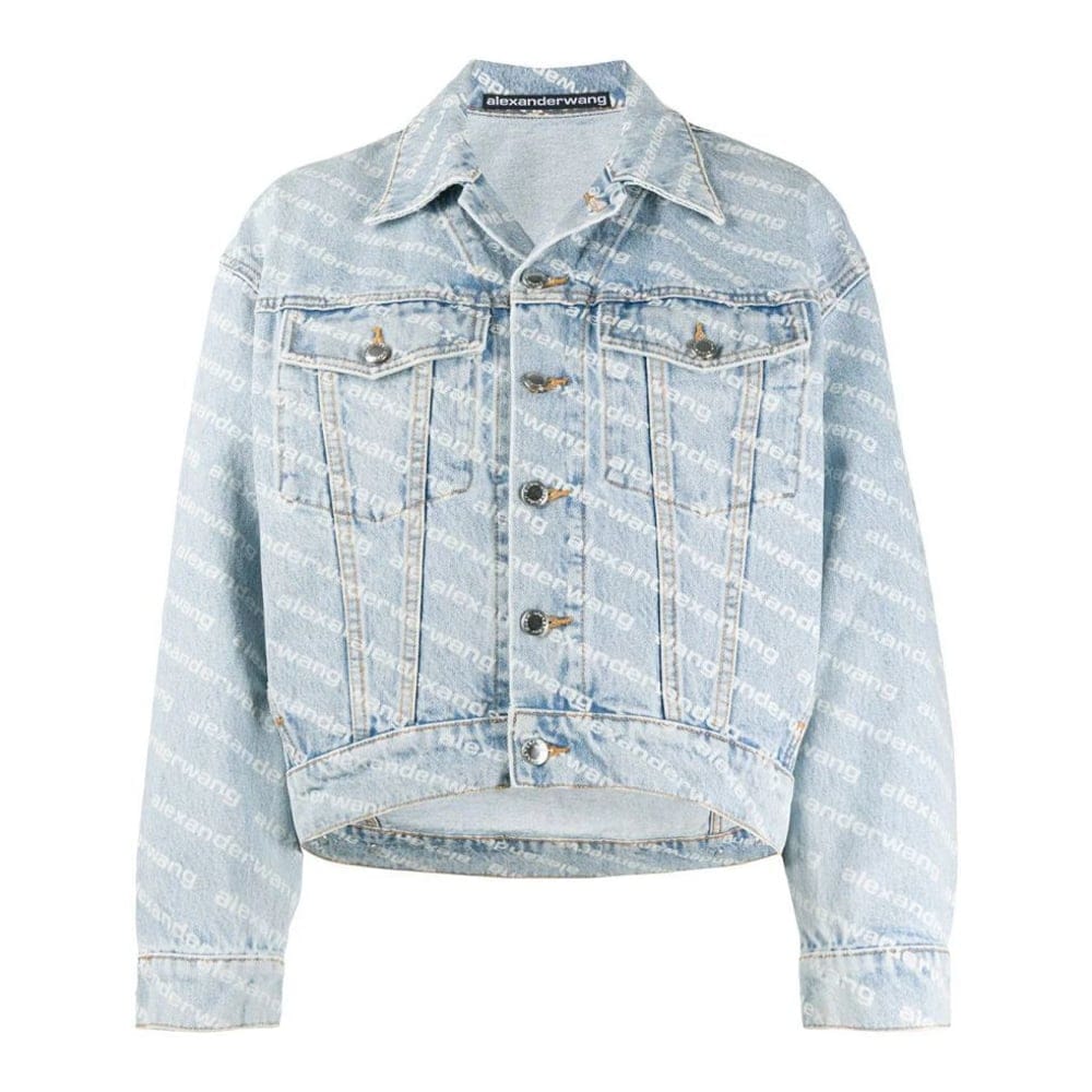 Alexander wang - Veste en jeans 'Falling Back Logo-Print' pour Femmes