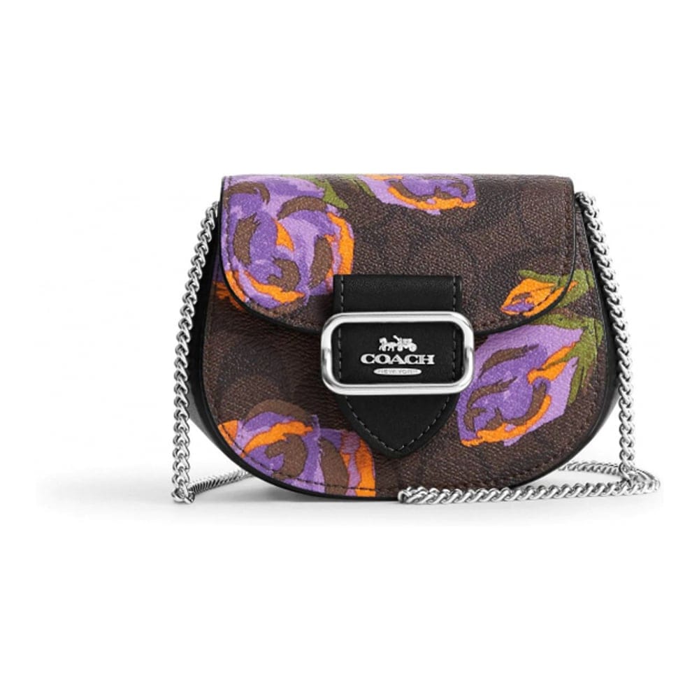 Coach - Porte-Cartes 'Morgan On A Chain In Signature With Rose Print' pour Femmes