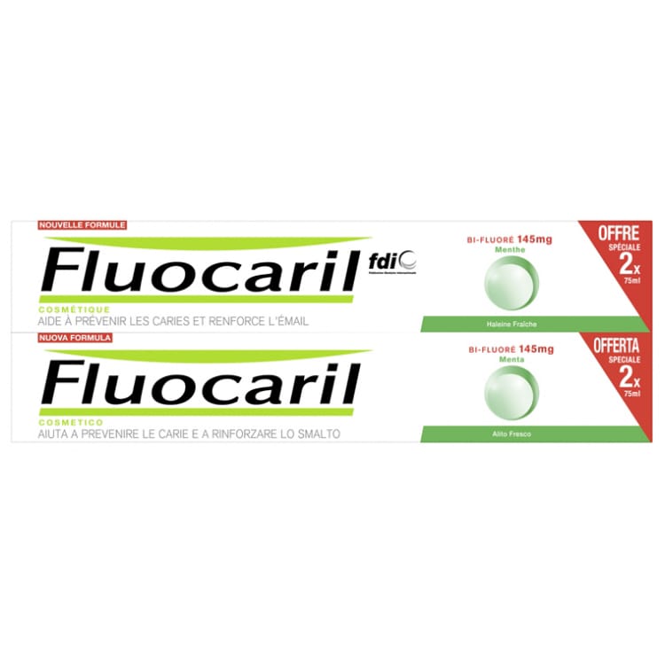 Fluocaril - Dentifrice 'Bi-Fluoré Mint' - 75 ml, 2 Pièces