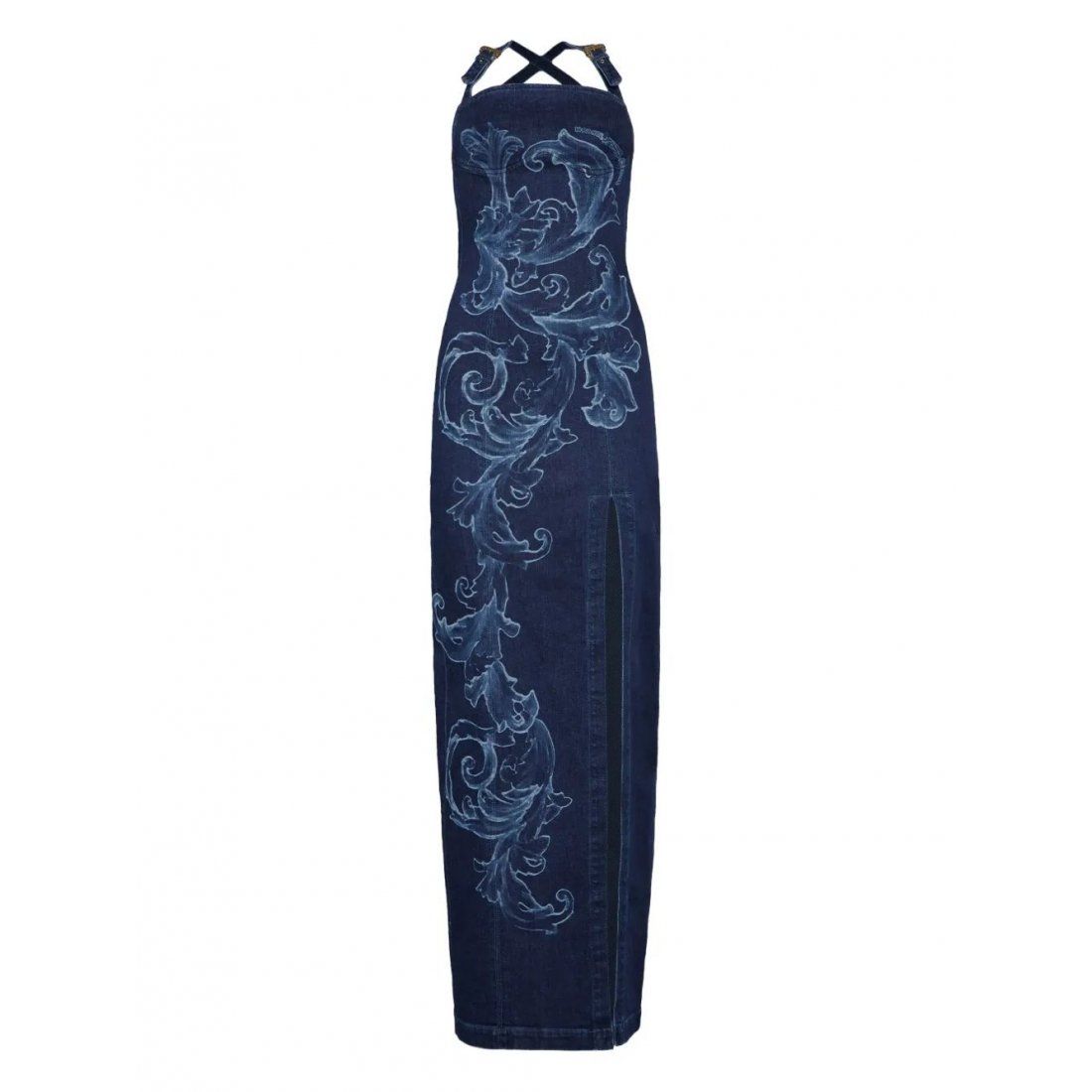 Versace jeans couture - Robe en jean 'Baroque-Embellished' pour Femmes