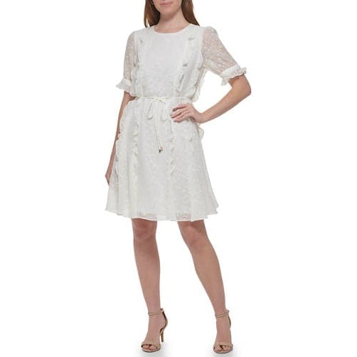 Tommy hilfiger - Robe ajustée et évasée 'Short Sleeve Ruffle Clip Dot' pour Femmes