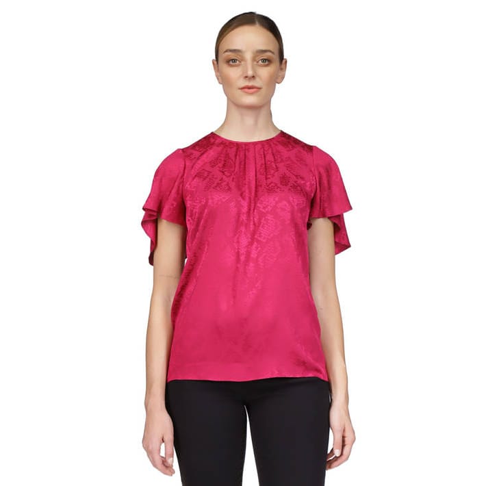 Michael michael kors - 'Short Flutter Sleeve Top' pour Femmes