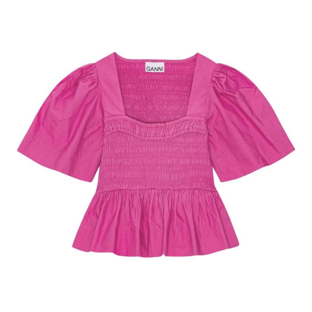 Ganni - Blouse à manches courtes 'Peplum-Waist' pour Femmes