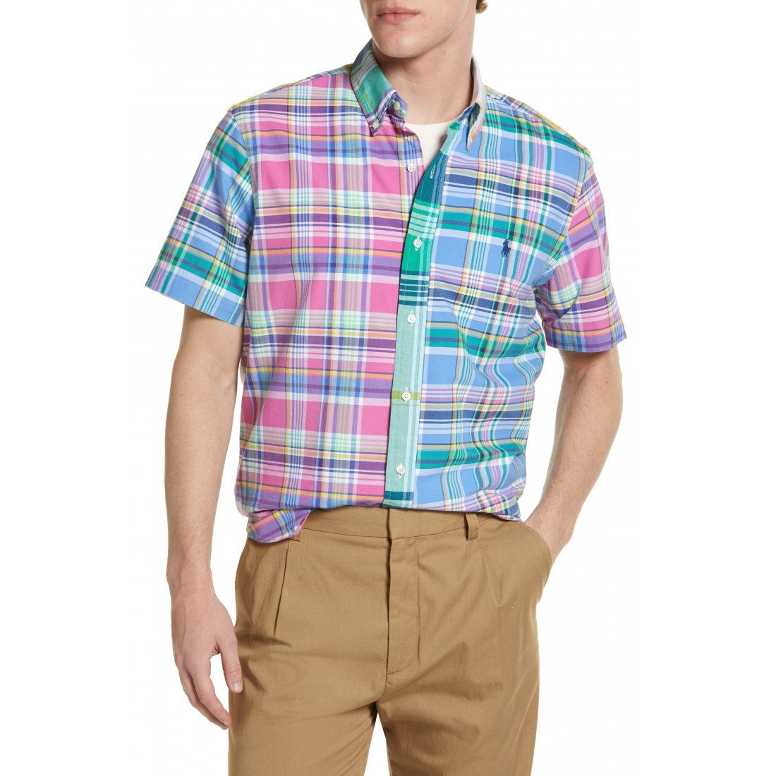 Polo ralph lauren - 'Classic Fit Plaid Short Sleeve Button-Down Shirt' pour Hommes