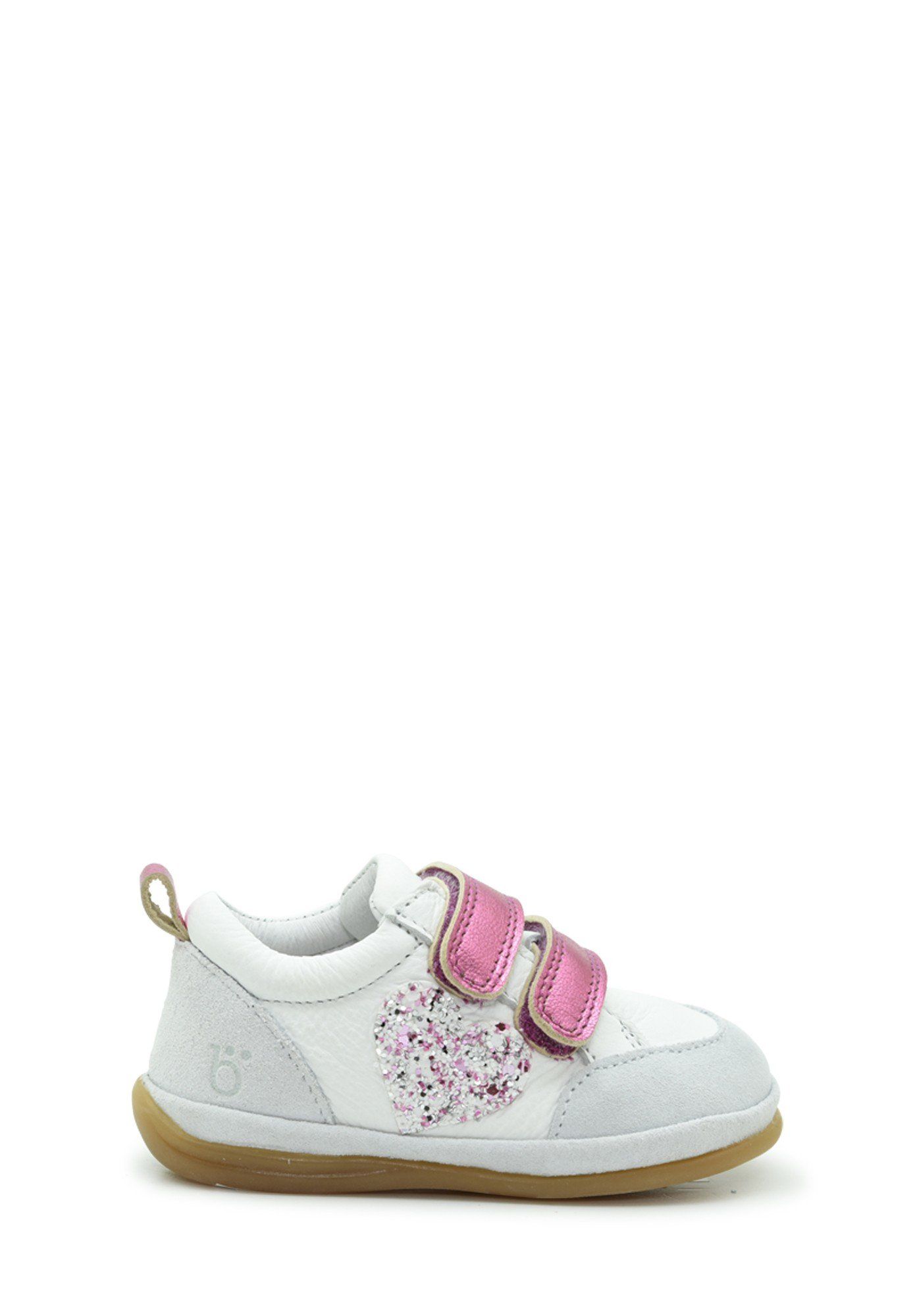 Benjie - Myrtille cœur  Premiers pas Blanc Paillettes fuchsia