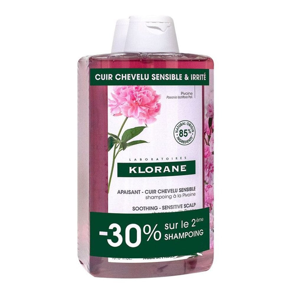 Klorane - Shampoing Apaisant et Anti-Irritant à La Pivoine Cuir - 400 ml, 2 Pièces