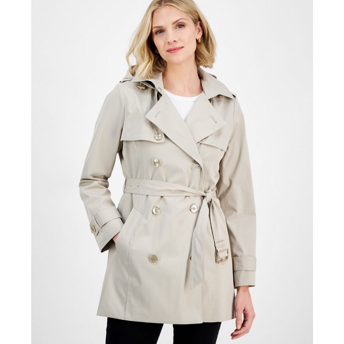 Michael kors - Manteau 'Double-Breasted Belted Hooded' pour Femmes