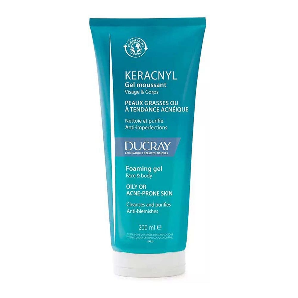 Ducray - Gel Moussant 'Keracnyl' - Peau grasse, Peau sujette à l'acné, 200 ml