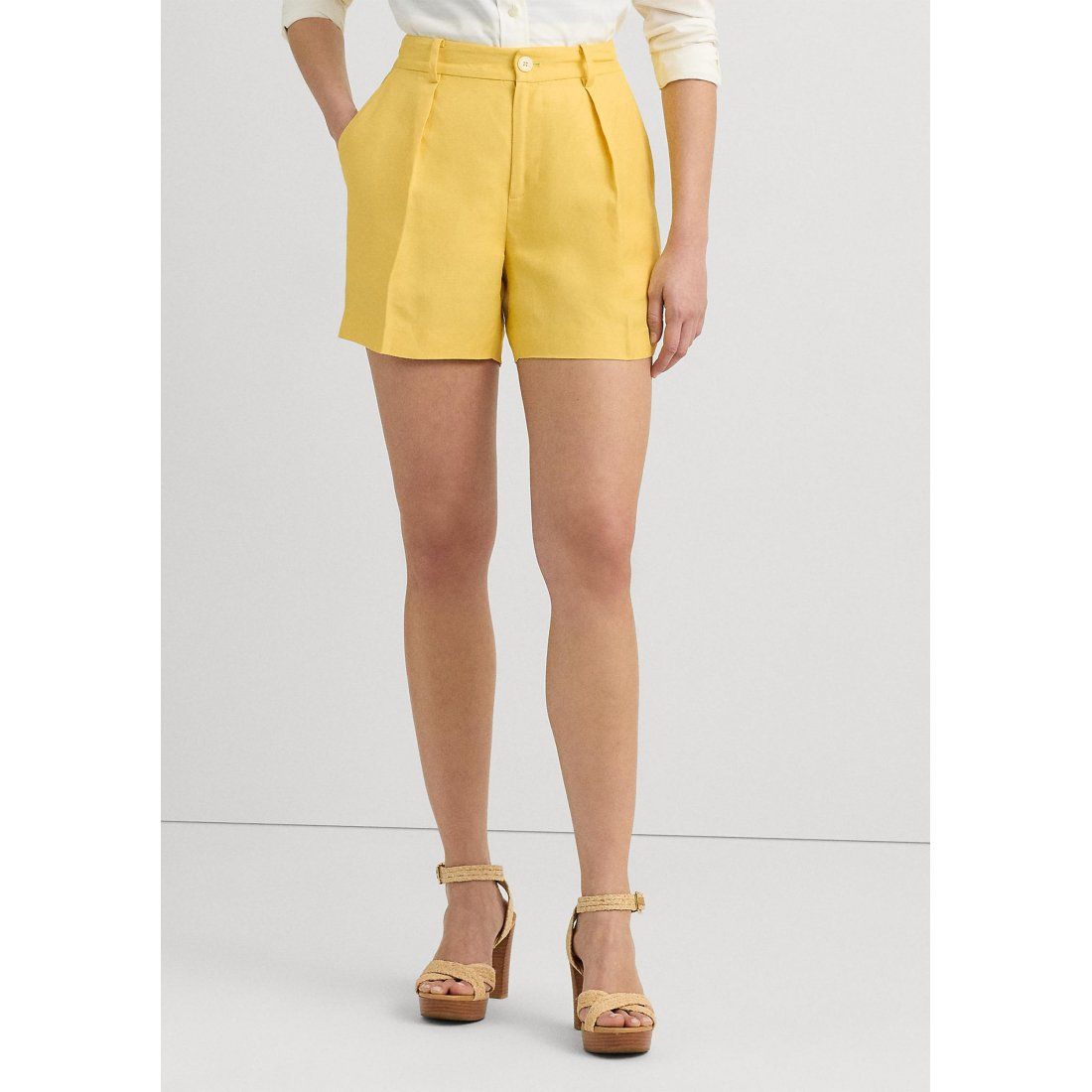 Lauren ralph lauren - 'Pleated Linen Blend Twill Shorts' pour Femmes