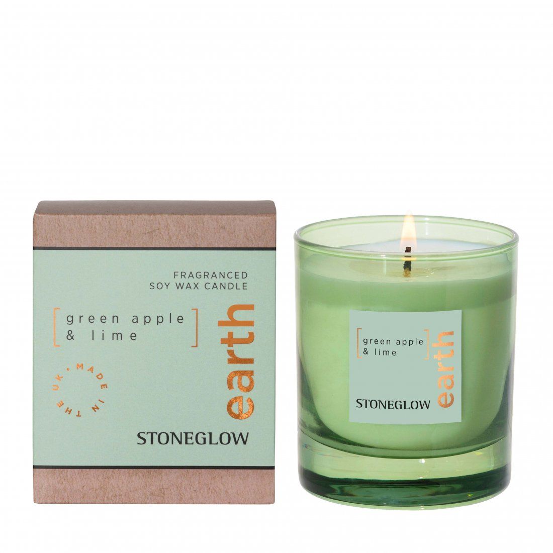 Stoneglow - Bougie parfumée 'Green Apple & Lime' - 160 g