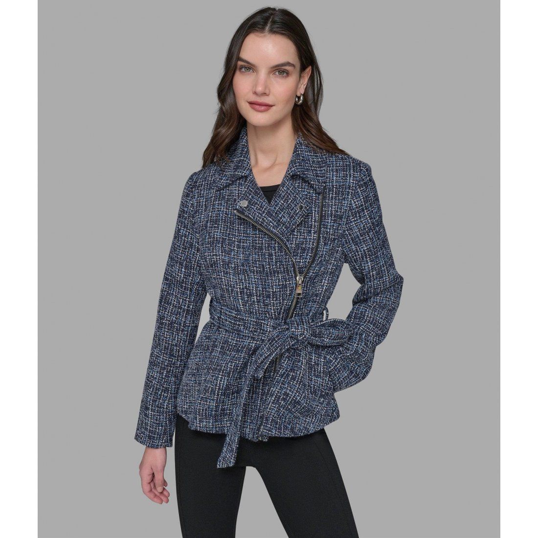 Karl lagerfeld paris - 'Belted Tweed Moto Jacket' pour Femmes