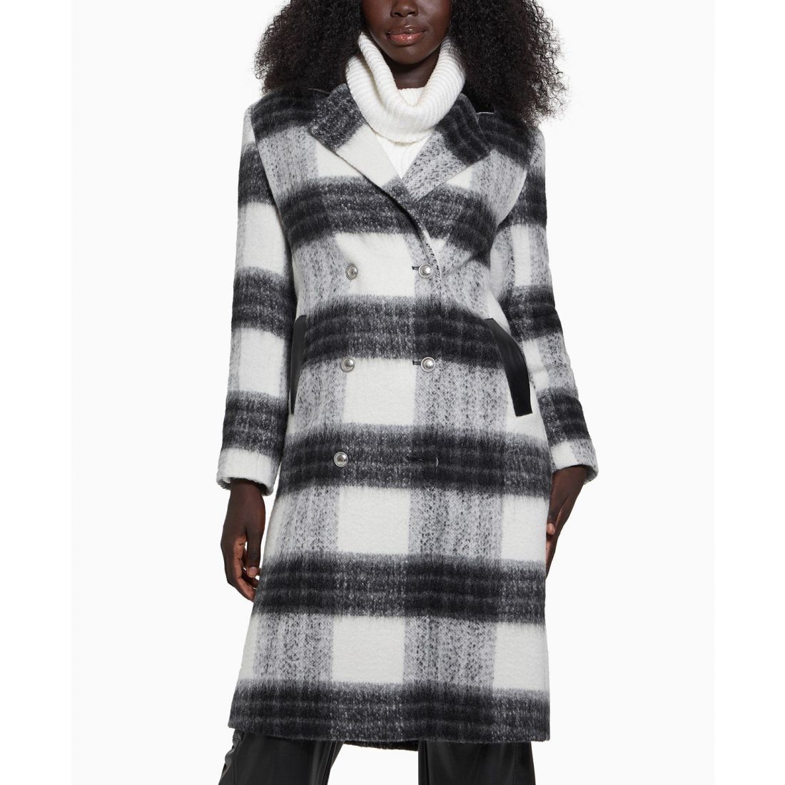 Guess - Manteau 'Double-Breasted Mid-Length Plaid' pour Femmes