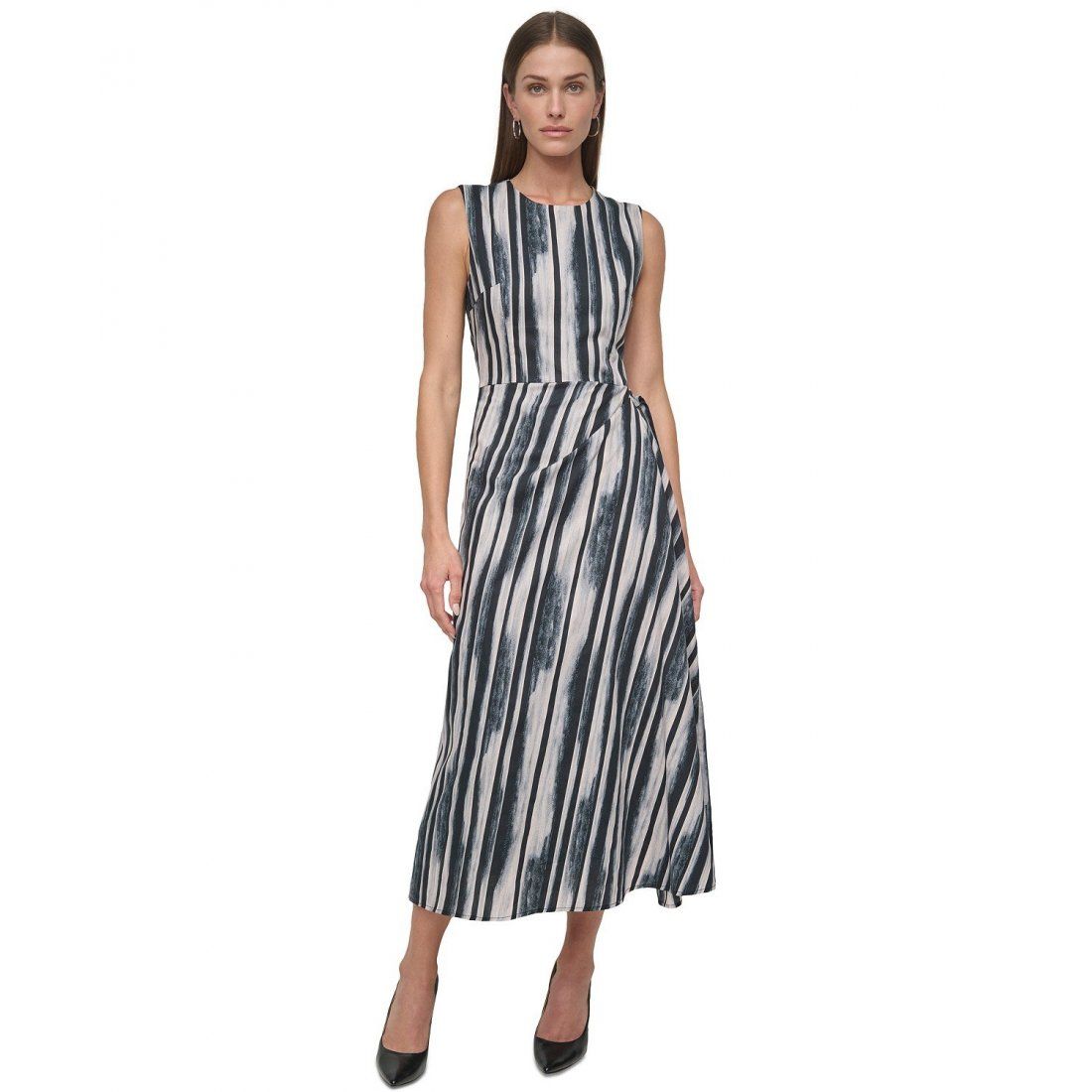 Dkny - Robe sans manches 'Jewel-Neck Faux-Wrap' pour Femmes