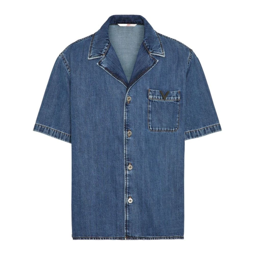 Valentino garavani - Chemise en Jean 'V-Detail Bowling' pour Hommes
