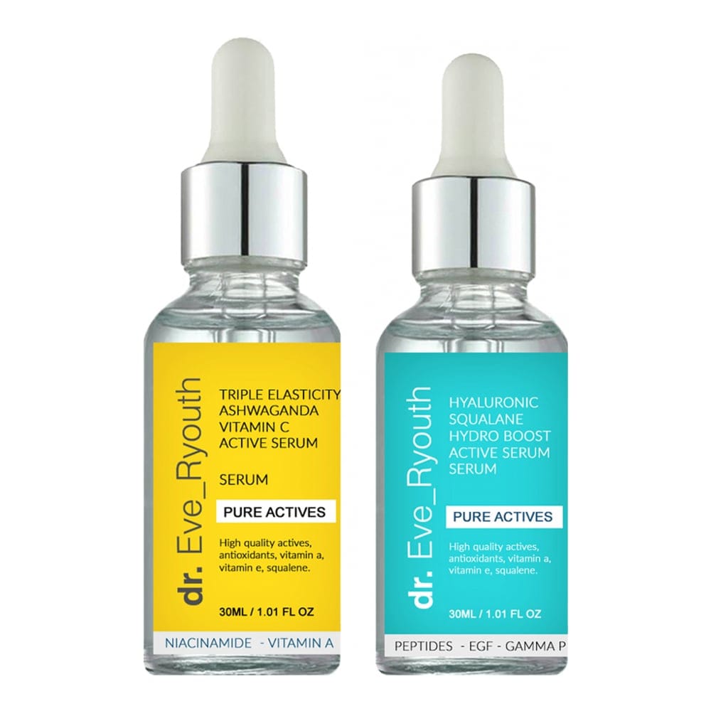 Dr. eve_ryouth - Set de sérum 'Hyaluronic Acid Squalane Hydro Boost Active + Triple Elasticity' - 30 ml, 2 Pièces