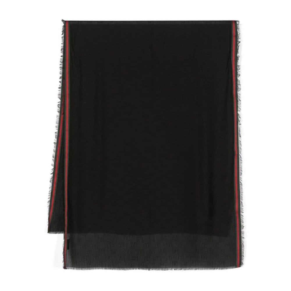Gucci - Foulard en soie 'Web-Stripe Frayed' pour Hommes