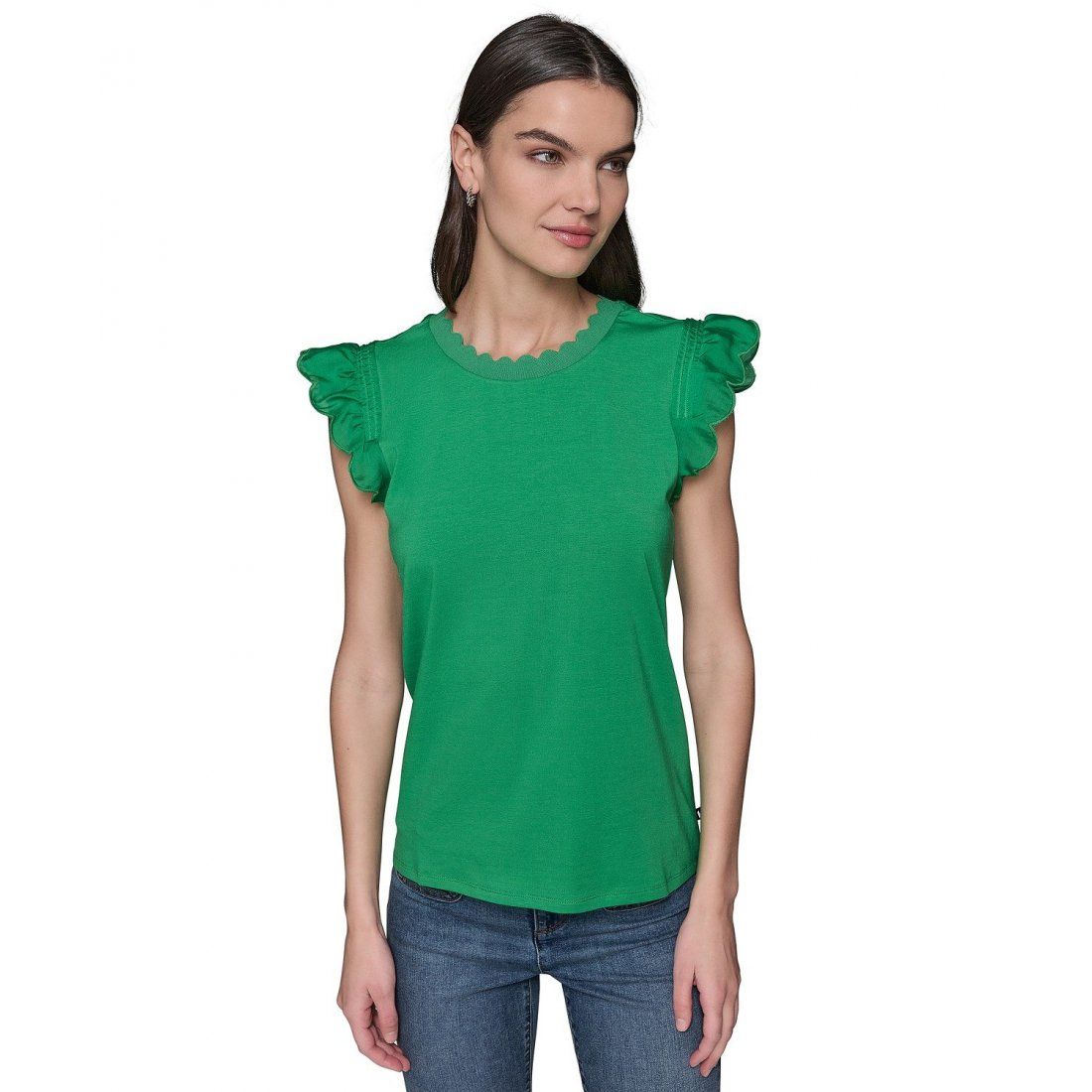 Karl lagerfeld paris - 'Scalloped Flutter-Sleeve Top' pour Femmes