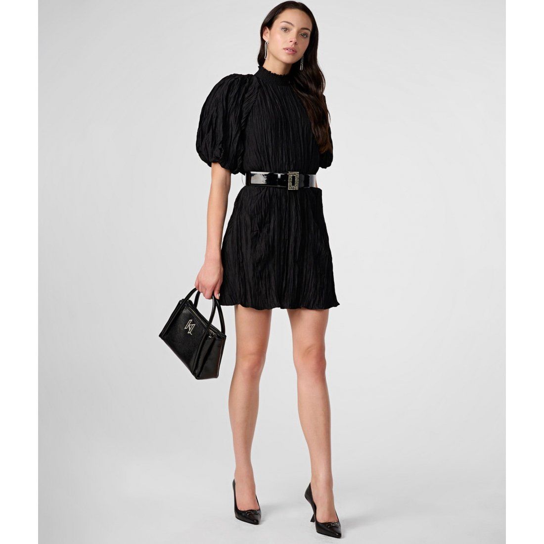 Karl lagerfeld - Robe mini 'Metallic Puff Sleeve' pour Femmes