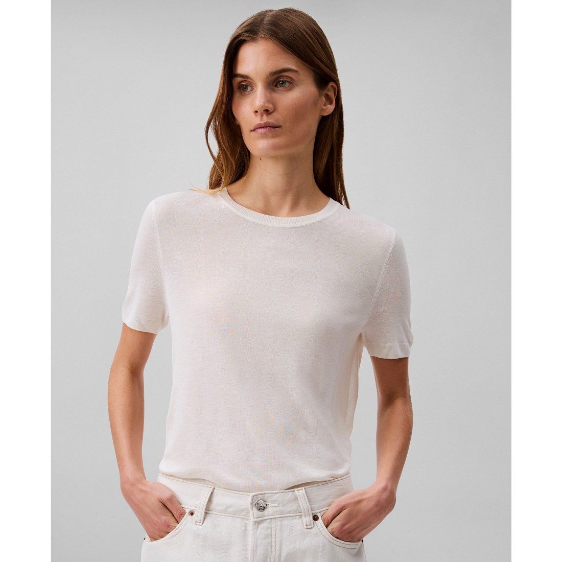 Calvin klein - Pull à manches courtes 'Fine Gauge' pour Femmes