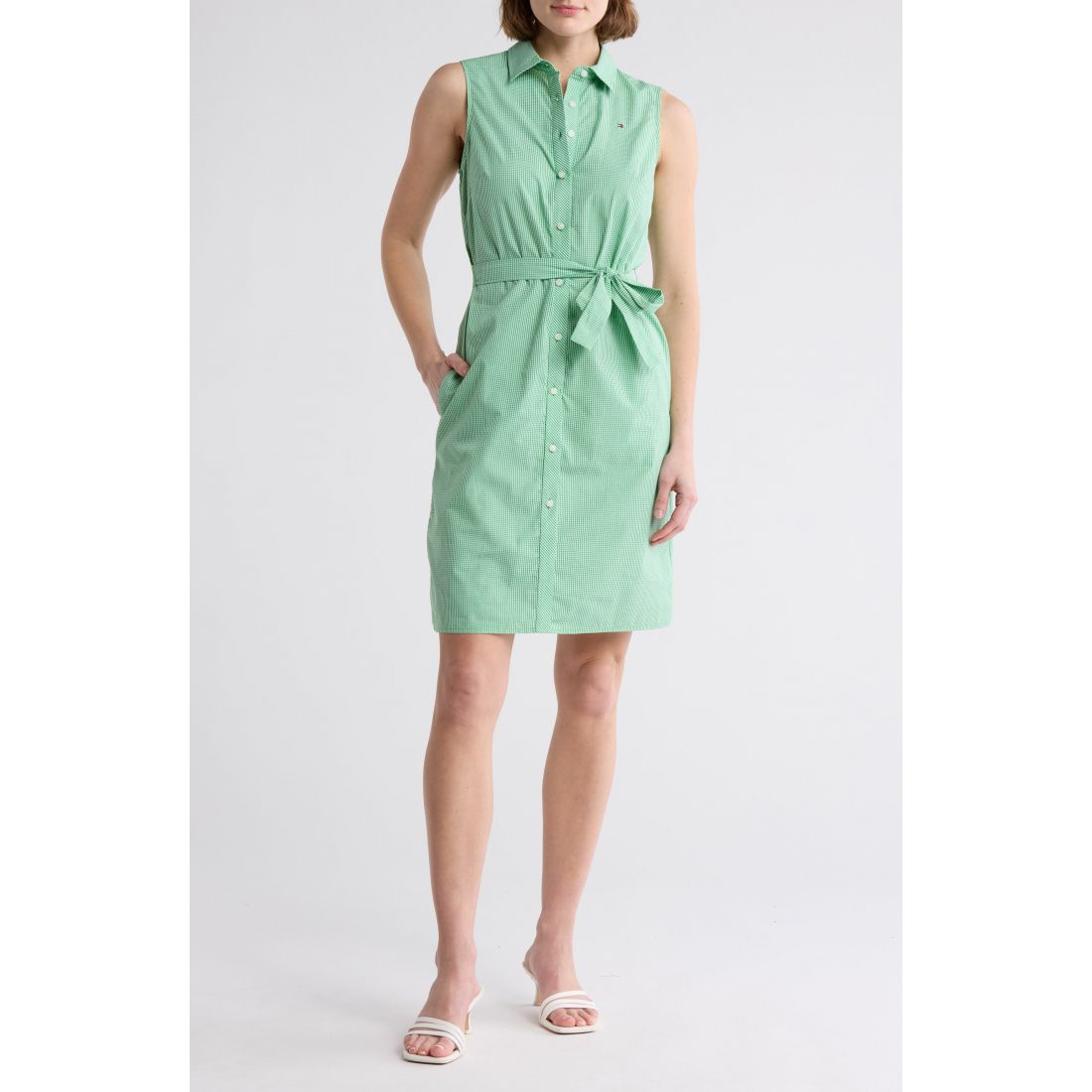 Tommy hilfiger - Robe chemise 'Micro Check Sleeveless Cotton' pour Femmes