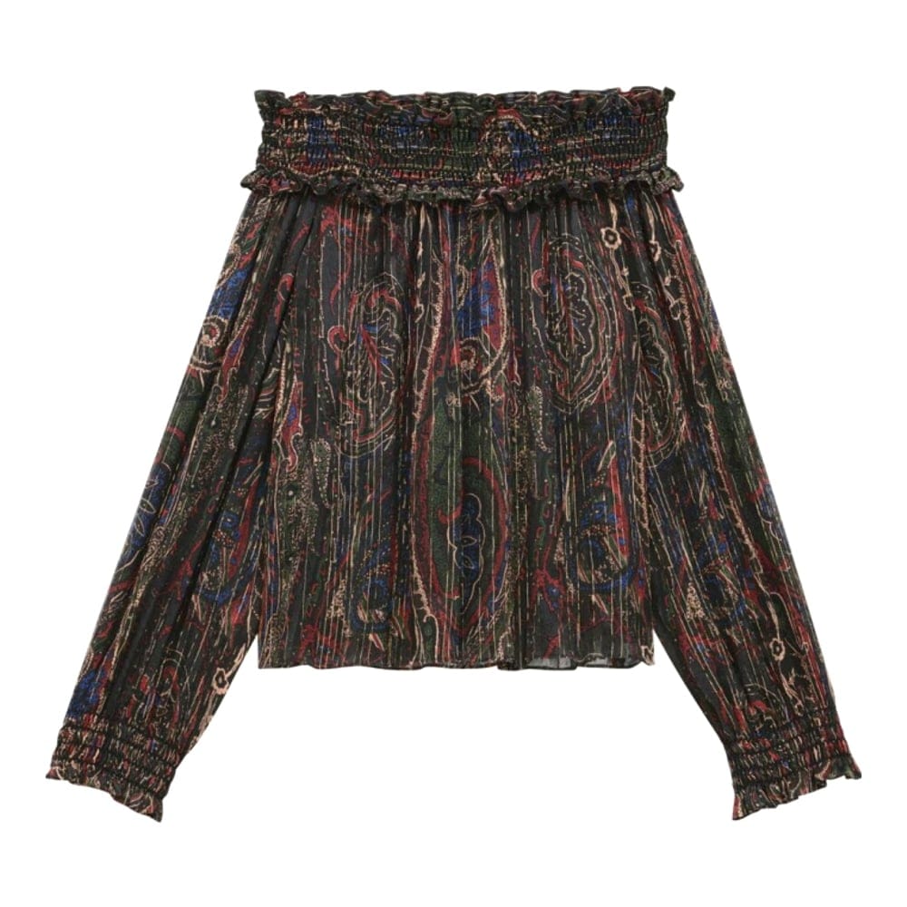 Saint laurent - Blouse à manches longues 'Paisley Lurex Smocked' pour Femmes
