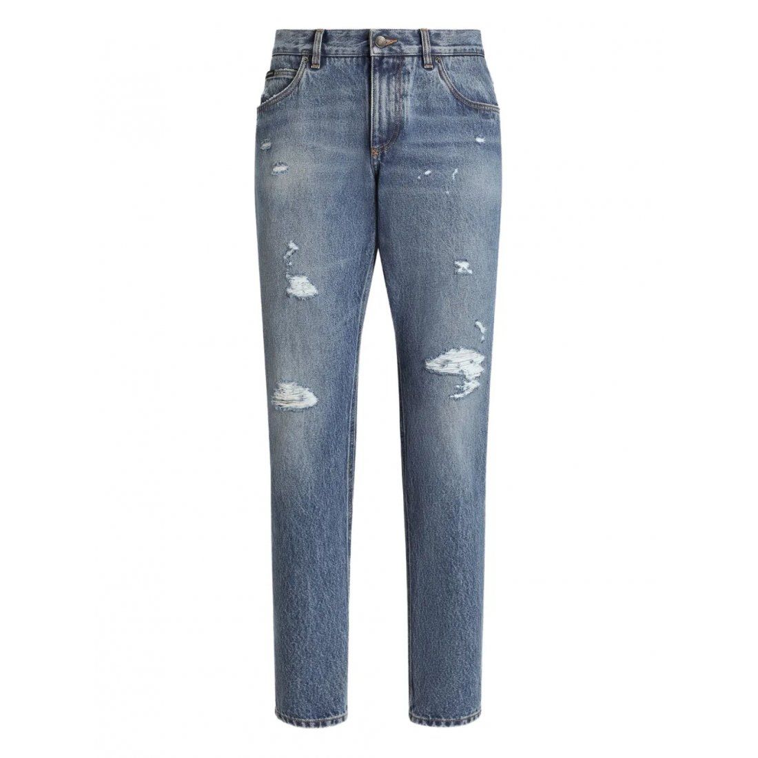 Dolce&gabbana - Jeans 'Distressed Logo-Plaque' pour Hommes