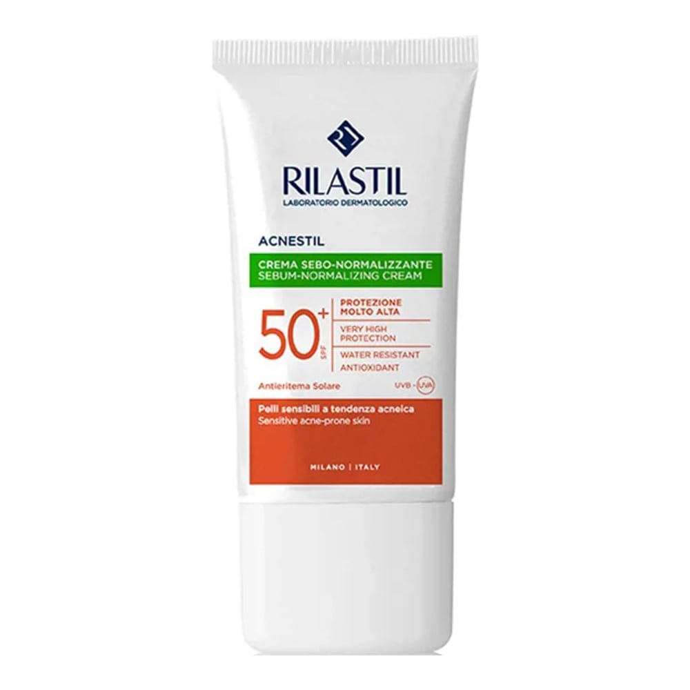 Rilastil - Crème solaire pour le visage 'Sun System Acnestil Anti-Blemish SPF50+' - Peau sujette à l'acné, Peaux sensibles, 40 ml