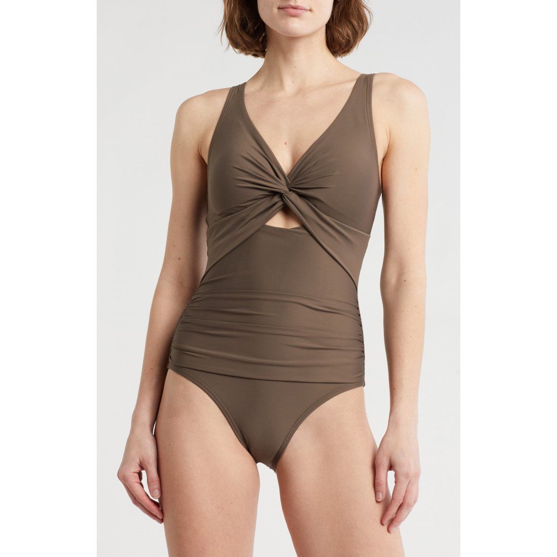 Dkny - Maillot de bain 'Deep V-Neck Keyhole Twist One-Piece' pour Femmes