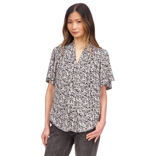Michael michael kors - 'Flutter Sleeve Ditsy Floral Printed Blouse' pour Femmes