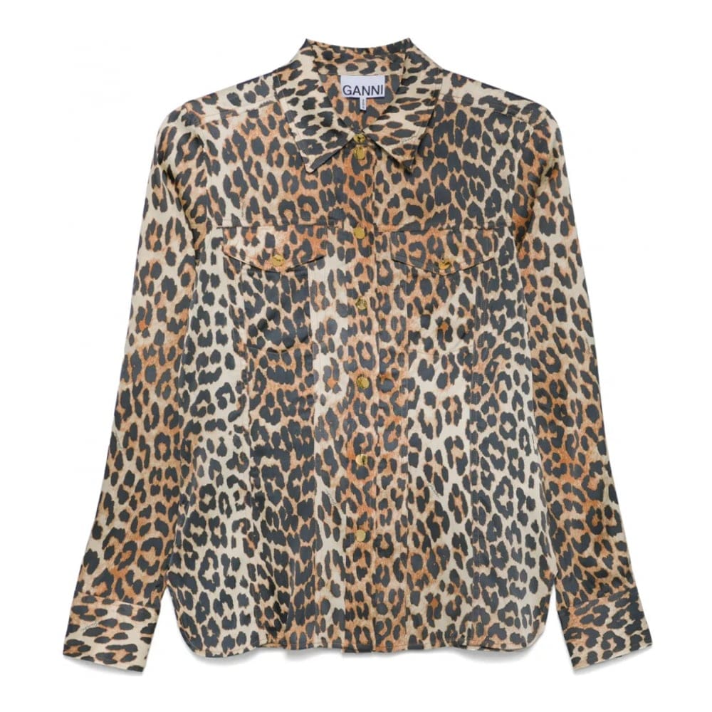 Ganni - Chemise 'Leopard-Print' pour Femmes