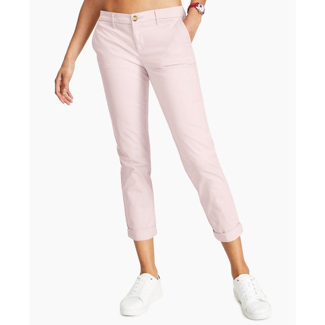 Tommy hilfiger - Pantalon 'TH Flex Hampton Cuffed Chino Straight-Leg' pour Femmes
