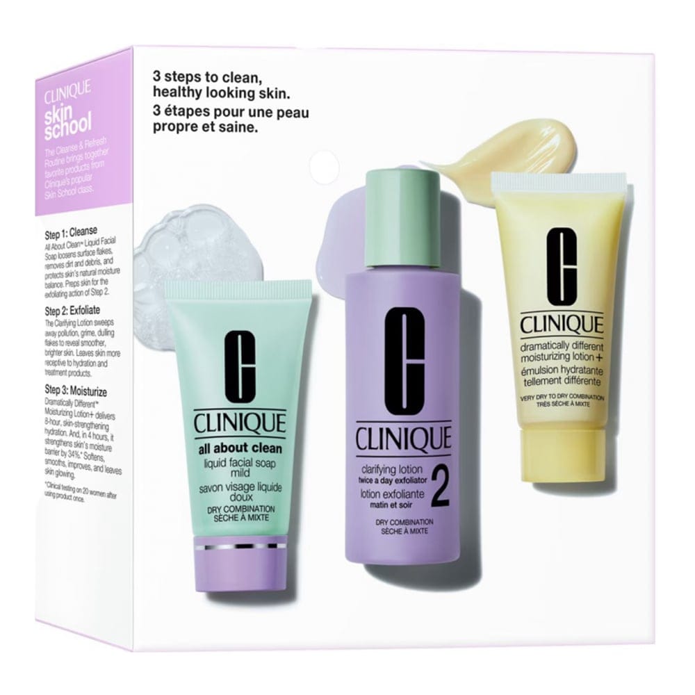 Clinique - Kit de nettoyage 'Skin School 3-Step Cleanser Refresher Course Type 2' - 3 Pièces