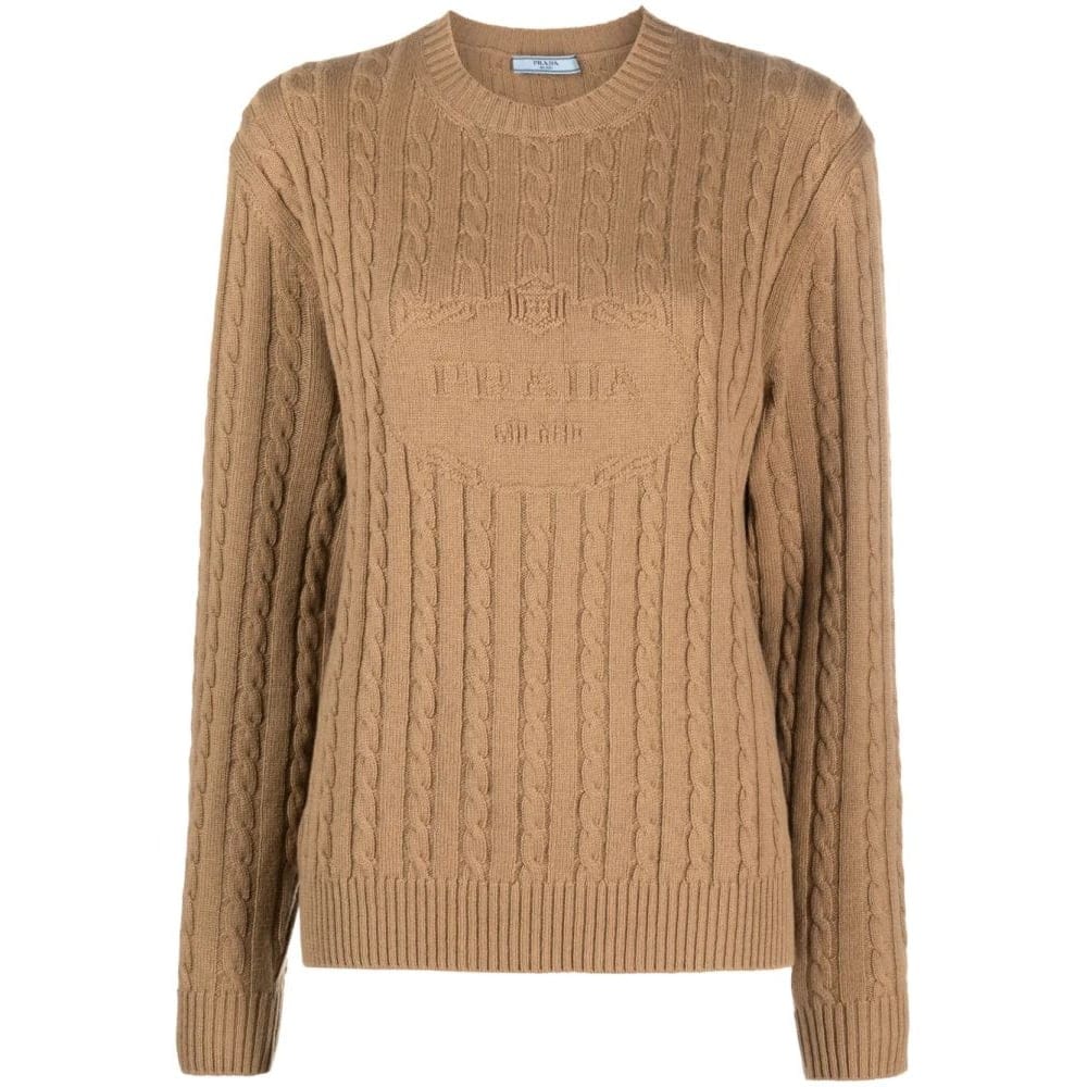 Prada - Pull 'Logo-Intarsia Cable-Knit' pour Femmes