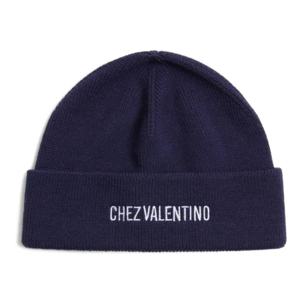 Valentino garavani - Bonnet 'Chez Ribbed-Knit' pour Hommes