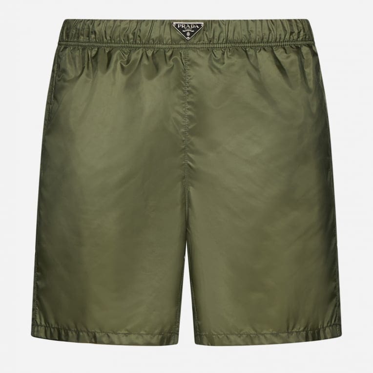 Prada - Short de bain 'Logo-Plaque Re-Nylon' pour Hommes