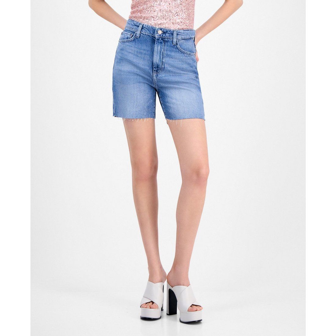 Guess - Short '80s Pedal High-Rise Denim' pour Femmes