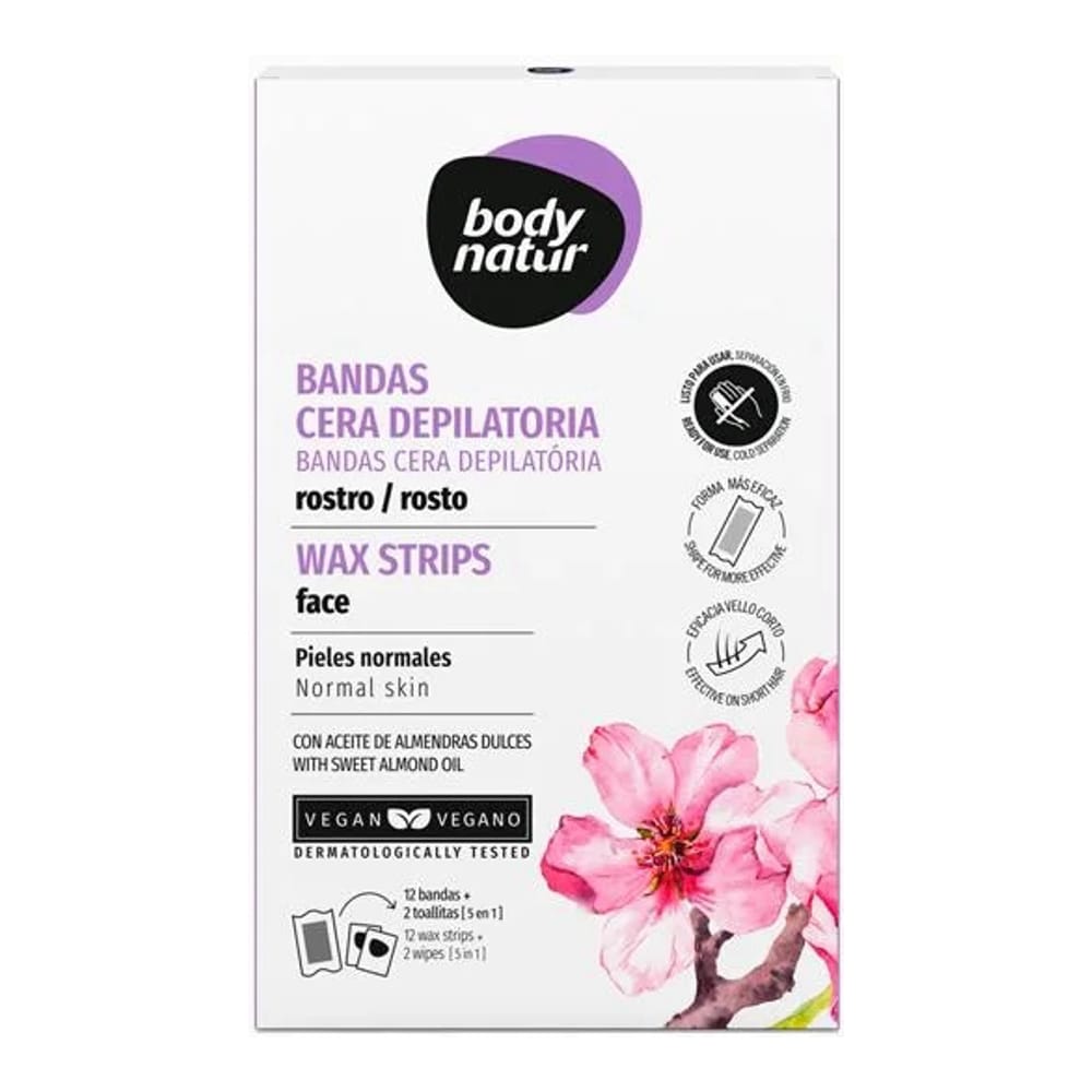 Body Natur - Bandes de cire 'Face with Sweet Almond Oil' - 12 Pièces