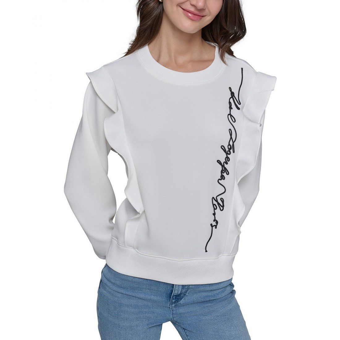 Karl lagerfeld paris - Sweatshirt 'Ruffle Logo Crewneck' pour Femmes