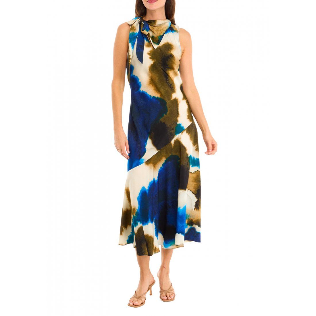 Dkny - Robe Midi 'Sleeveless Tie Neck Tie Dye' pour Femmes