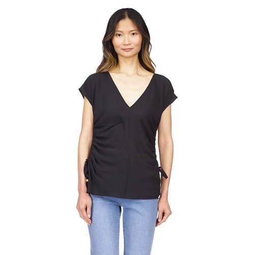 Michael michael kors - 'Short Sleeve V-Neck Side Ruched Blouse' pour Femmes