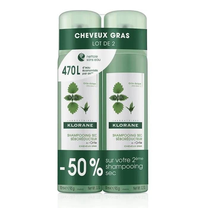Klorane - Shampoing Sec À L'Ortie - 150 ml, 2 Pièces