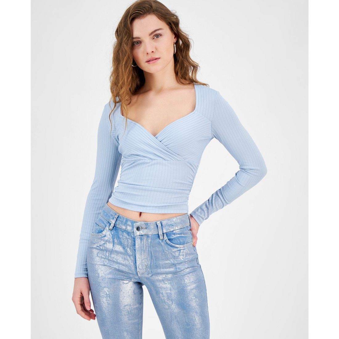 Guess - Top à manches longues 'Amira Ribbed Top' pour Femmes