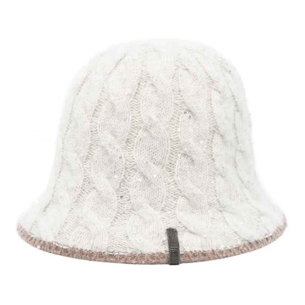 Brunello cucinelli - Chapeau 'cable-knit sequined' pour Femmes