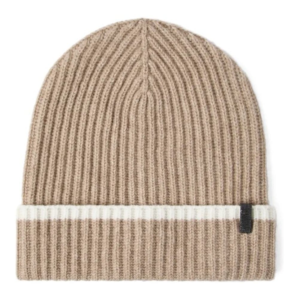 Brunello cucinelli - Bonnet 'Contrasting-Stripe Ribbed' pour Femmes
