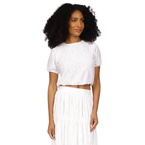 Michael michael kors - 'Puff Sleeve Eyelet Knit Top' pour Femmes