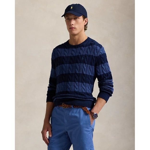 Polo ralph lauren - 'Striped Cable-Knit Cotton Sweater' pour Hommes