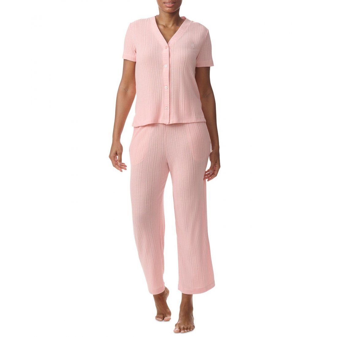 Tommy hilfiger - '2-Pc. TH Cardigan Top & Cropped Pants Pajama Set' pour Femmes