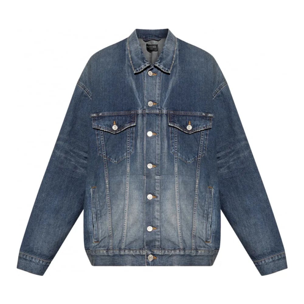 Balenciaga - Veste en jeans 'Tape Type-Print' pour Hommes